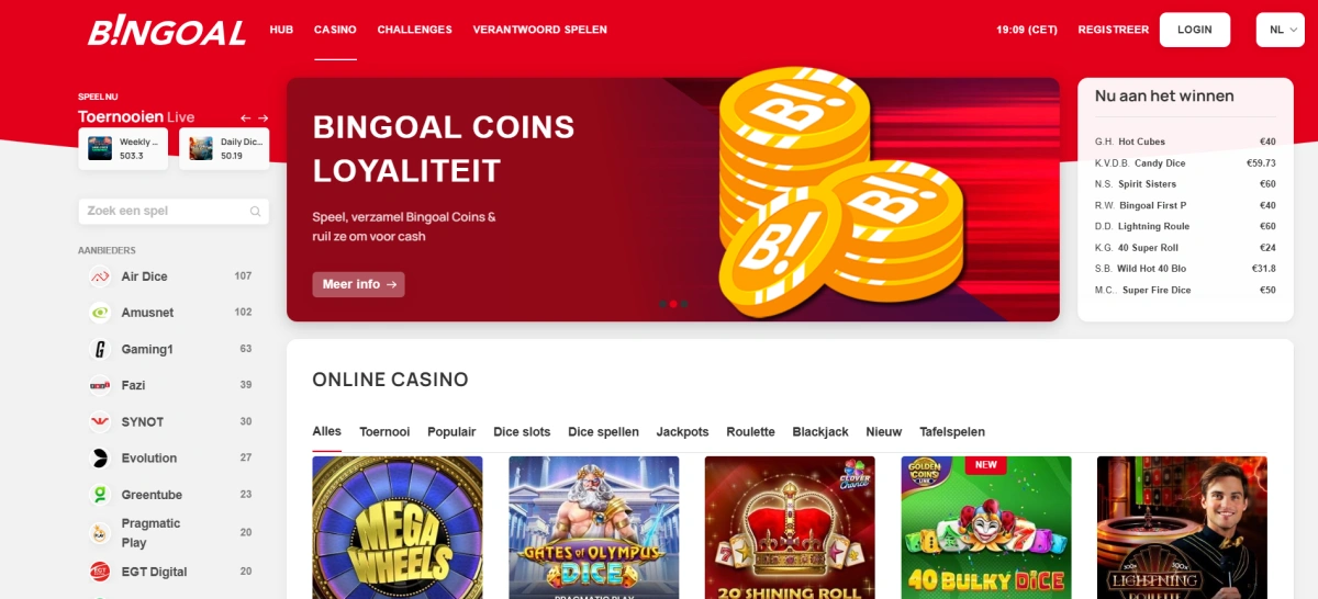 Bingoal casino online België spelersinterface
